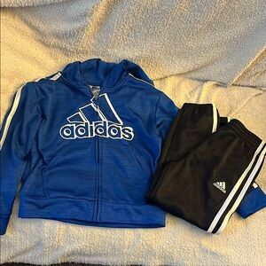 FINAL PRICE DROP Adidas Blue zip jacket Black/gray jogger Pants Boys Size 5